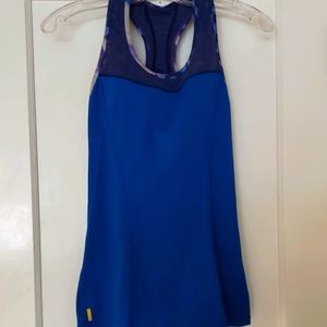 Lole blue racerback athletic tank w/ built-in bra